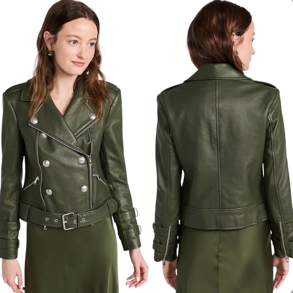 NWT L'AGENCE sz XS Billie Belted lamb Leather Jacket $1495 MSRP